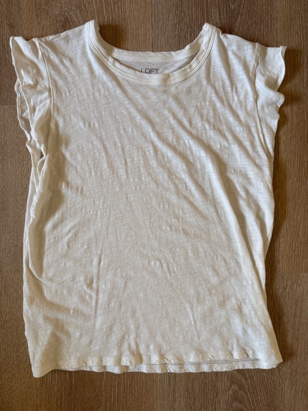 LOFT Outlet off-White cap flutter sleeve 100% Cotton Top